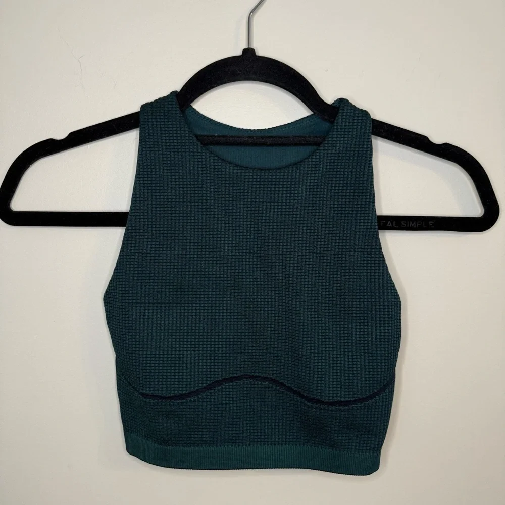 👟2/$20👟 OFFLINE by Aerie High Neck Waffle Knit Dark Green Sports Bra XS